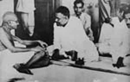 On the eve of the Independence of India, 14th August, 1947 with Abdur Rahaman, Relief Minister of the then Bengal discussing the problem of help to the distressed.jpg
